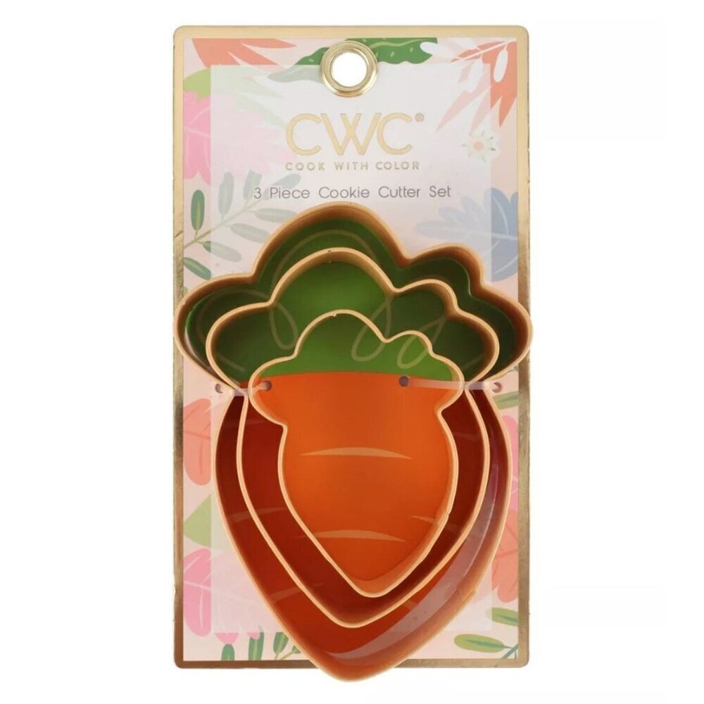 Cook With Color 3 Piece Carrot Cookie Cutter Set Baking Easter Holiday